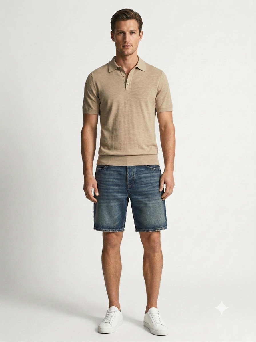 Polo Tricotat Camel
